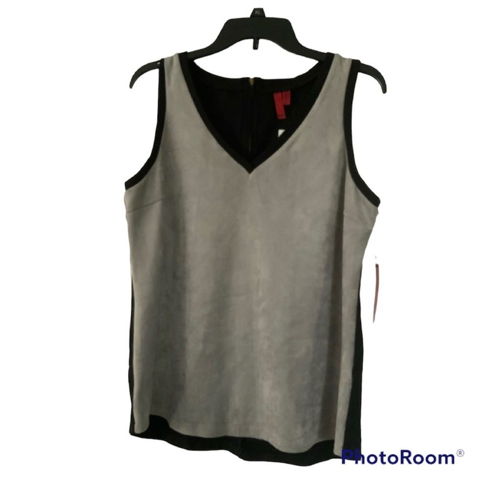Saks 5th Ave Faux Suede V-Neck Tank Large NWT